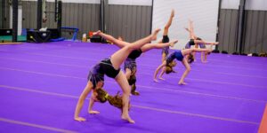 gymnastics center girls practicing