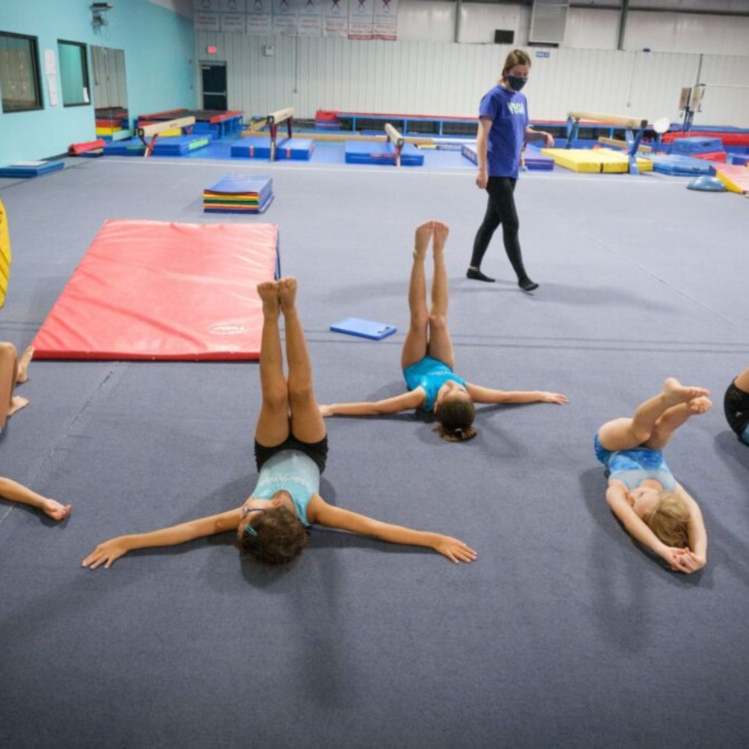 Gymnasts stretching