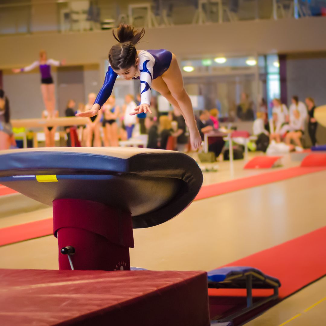Gymnast in vaulting competition
