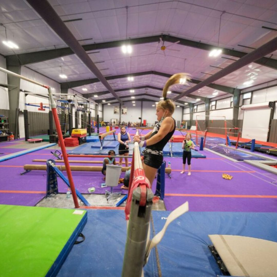 Gymnast practicing