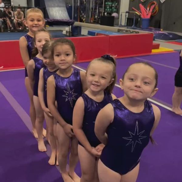 girls in gymnastics class